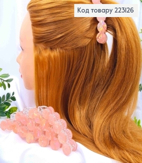 Заколка банан (акрил), прикрашена Стразами, 10см, Перламутрово-Коралового кольору 223126 фото