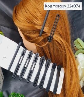 Заколка матовая пластик 6см, матовая прямоугольная в ассорт. 224074 фото