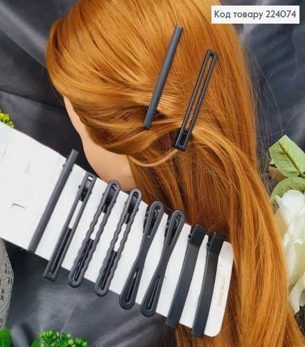 Заколка матовая пластик 6см, матовая прямоугольная в ассорт. 224074 фото 1