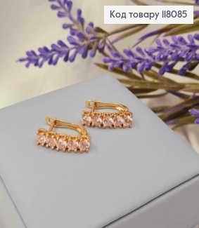 Серьги "ВЕНЕРА" украшены Розовыми камешками, 1,7см, английская застежка, Xuping 18К 118085 фото