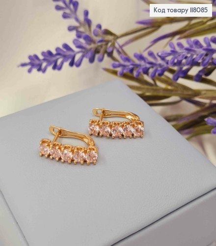 Серьги "ВЕНЕРА" украшены Розовыми камешками, 1,7см, английская застежка, Xuping 18К 118085 фото 1