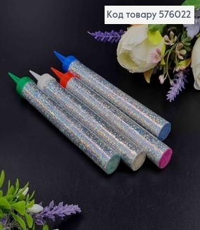 Холодный цветной фонтан в торт, 30 секунд (Серебро) с подставкой, 10см+3см 4шт/уп 576022 фото