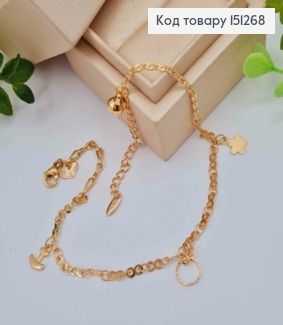 Браслет на ногу з Якір-Коло-Квітка, довжина 23+4см, Xuping 18К 151268 фото