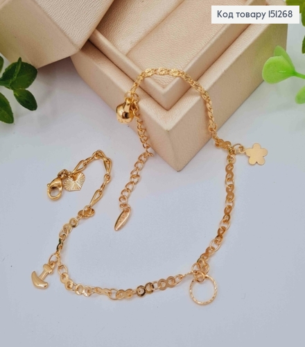 Браслет на ногу с Якорь-Коло-Цветок, длина 23+4см, Xuping 18К 151268 фото 1