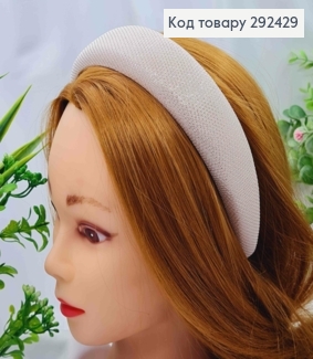 Обруч пластик, об'ємний в тканині, м'який, з люрексом Блідо-Рожевий, 4см, ручна робота, Україна 292429 фото