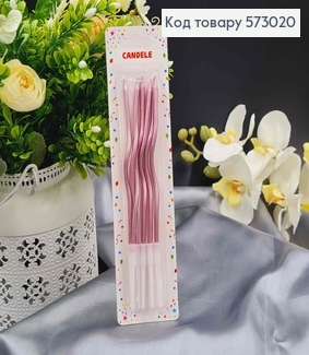 Свечи для торта, винтовые, Розовые пастель.(металлик), 6шт/уп. 12+4см 573020 фото