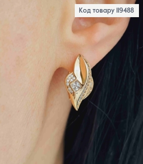 Серьги кольца "Огненные Звездочки" с Блестящими камешками, диаметр 1,5см, XUPING 18К 119488 фото