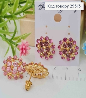 Серьги Изысканные украшены Розовыми камешками, в ассортименте 295113 фото