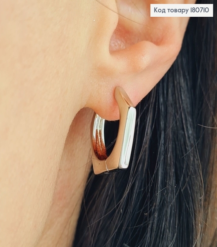 Сережки родированые кольца Гранненые, 2*0,3см,Xuping 180710 фото 1