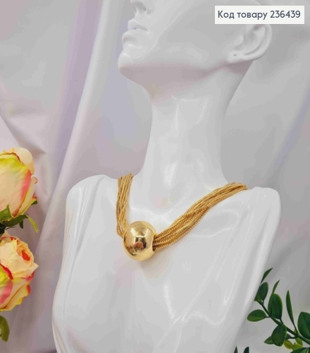 Бижутерия на шею БУСИНКА на цепочках, 37+6см, Лимонного цвета, Fashion Hand Made 236439 фото 2