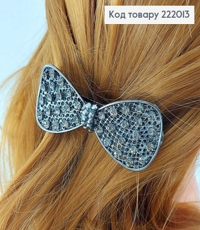 Заколка автомат металл черный бантик 8 см 222013 фото