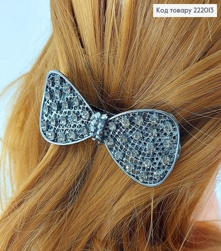 Заколка автомат металл черный бантик 8 см 222013 фото 1