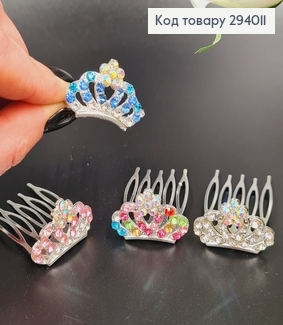 Діадема  гребінь Корона з кольоровими  камінцями  294011 фото
