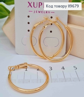 Серьги кольца Классические, диаметр 3см, итальянская застежка, Xuping 18К 119679 фото