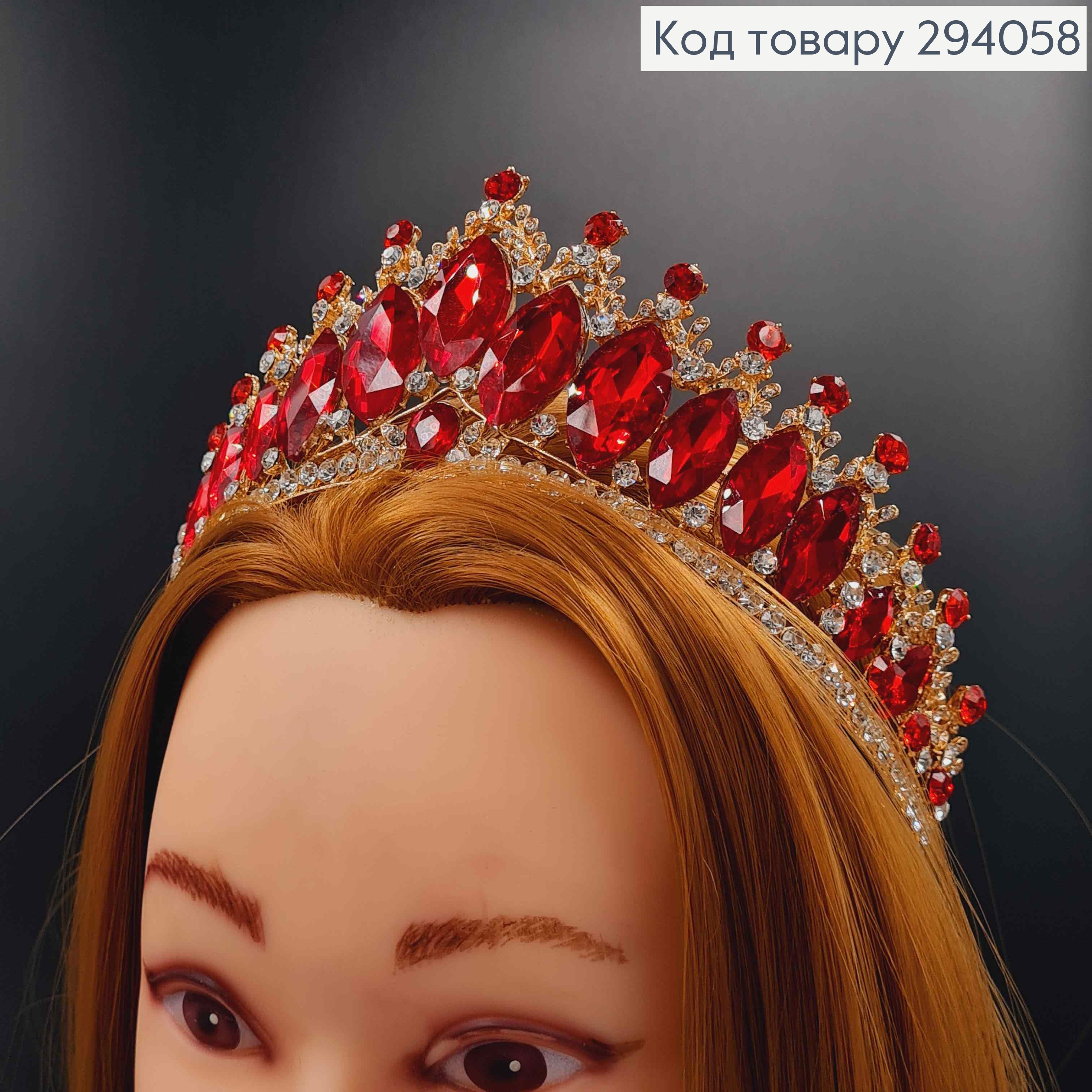 Тиара под золото, "Роксолана" с красными камешками. 294058 фото 2