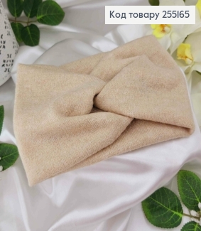 Повязка, трикотаж+ангора, Молочная, 22*11см, ручная работа, Украина 275041 фото