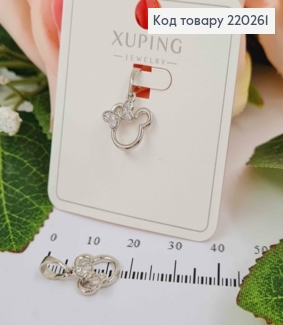 Кулон родований, "Міккі Маус з метеликом в камінцях", 1,1см. Xuping  220261 фото