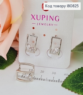 Сережки родовані кільця "Картина" з камінцями, 1,2*0,8см, Xuping  180825 фото