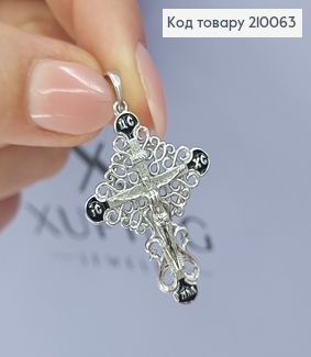 Крестик с распятием 2,3х3,2 см родироване медзолото Xuping 210063 фото