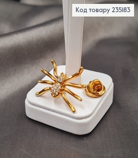 Брошка метал Паучок золото с камушками 3х2см 235183 фото