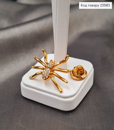 Брошка метал Паучок золото с камушками 3х2см 235183 фото 1