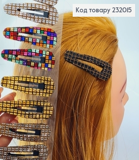 Заколка Тік - так 7 см зі кольоровими стразами Геометричні 232015 фото