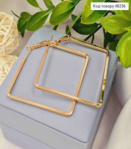 Серьги "РОМБЫ", дл. 5,3см, итальянская застежка, Xuping 18К 118236 фото 1