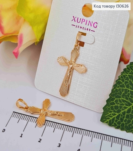 Крестик с распятием и резьбой, 3,2*2см, Xuping 18K 130626 фото 1
