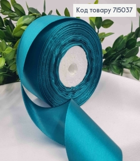 Лента атласная ОКСАМИТОВО-ЗЕЛЕНАЯ (цвет 096), ширина 5см, длина 36 ярдов (33м) 715037 фото
