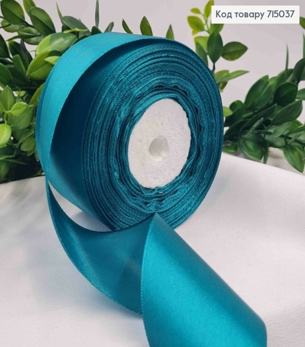 Лента атласная ОКСАМИТОВО-ЗЕЛЕНАЯ (цвет 096), ширина 5см, длина 36 ярдов (33м) 715037 фото 1