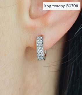 Сережки родовані кільця Квадратні з камінцями, 1*0,3см, Xuping 180708 фото