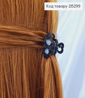 Краб металл матовый 2,5см, с камешками, синий/черный в ассорт. 215299 фото