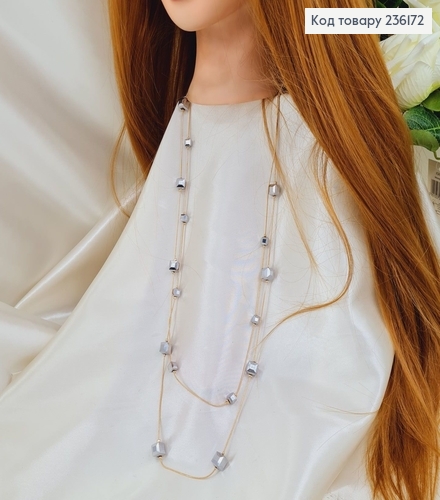 Бижутерия на шею Подвеска двойная с серыми камешками 78+4 см 236172 фото 1