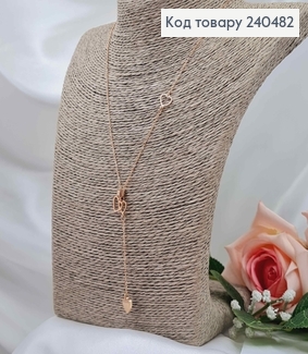 Цепочка, золотого цвета, с подвесками Сердечками, 40+5см, сталь Stainless Steel 240482 фото