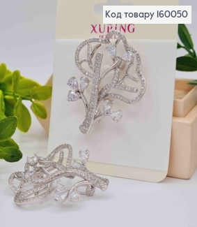 Брошь родованная "Дерево Эдема" с Блестящими камешками, 4,3см, Xuping  160050 фото