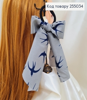 Резинка 5см, Твилли Бант Серый Ласточки 9*15см (ручная работа, Украина 255034 фото