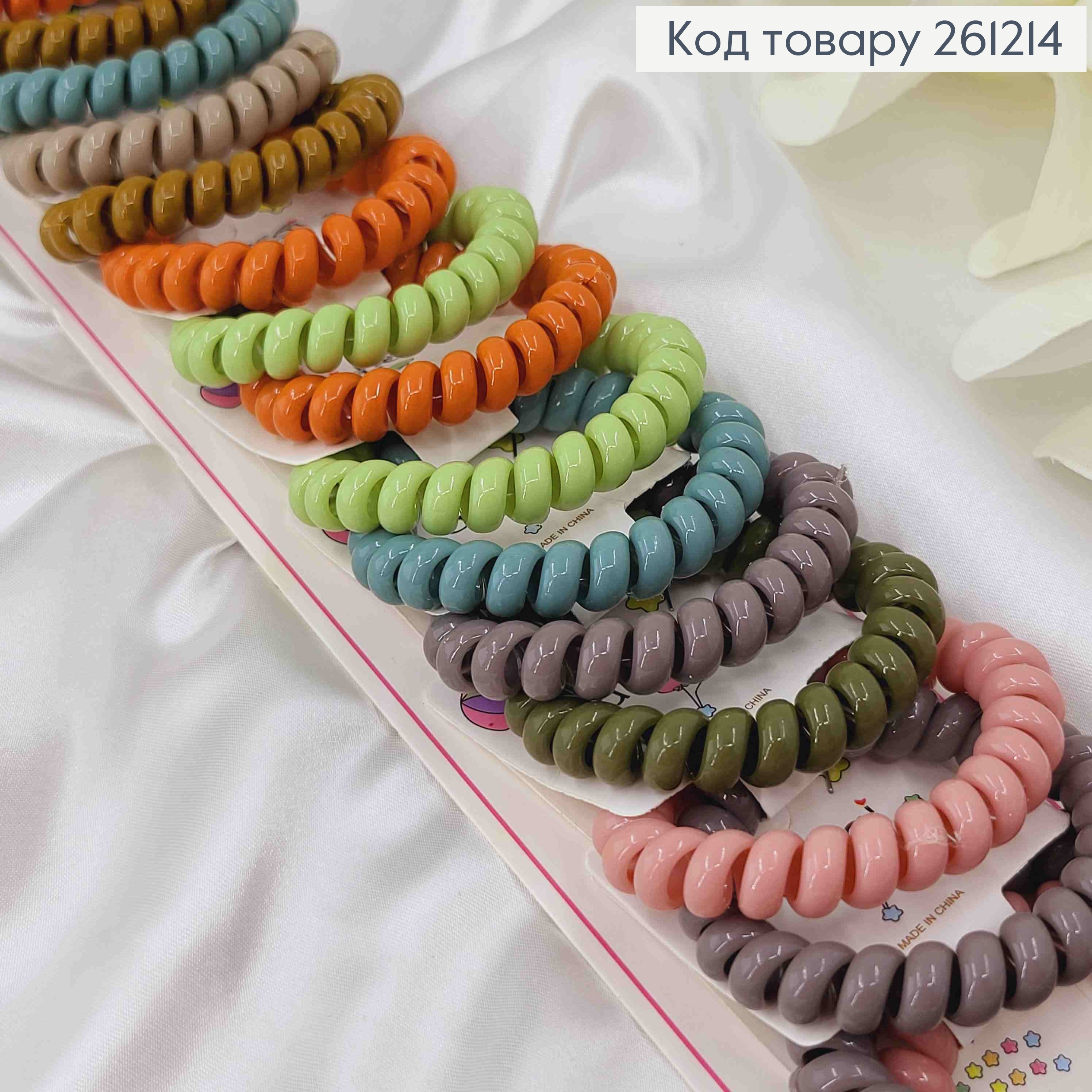 Резинка -пружинка (20шт) ТЕМНІ відтінки в асорт. по 2 на планшетці 261214 фото 2