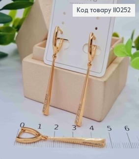 Сережки з рухливою підвіскою в Блискучих камінцях, 1,6+3,2см, англійська застібка, Xuping 18К 110252 фото