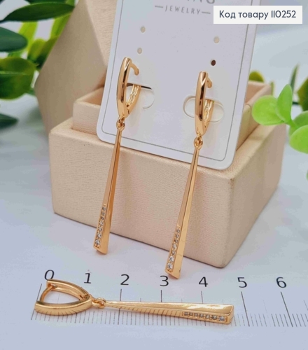 Серьги с подвижной подвеской в Блестящем камне, 1,6+3,2см, английская застежка, Xuping 18К 110252 фото 1