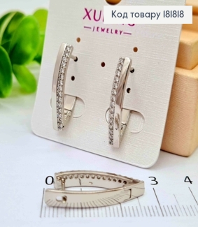 Сережки родованные Стрелы украшены Блестящими камешками в один ряд, 2,5см, англ. 181818 фото