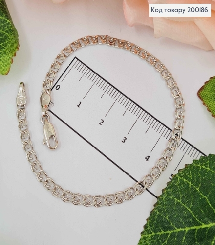 Браслет родований, плетіння Лав, шир. 3мм, довж. 19см, Xuping 18K 200186 фото 1