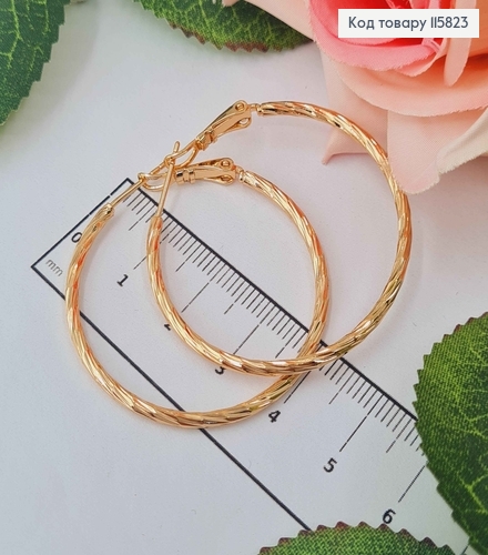 Серьги кольца 4см, с гранями, Xuping 18K 115823 фото 1