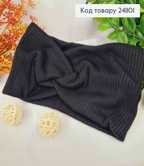 Повязка чалма, рубчик-мягкий, ЧЕРНОГО цвета, диаметр 45см, ширина 11см, ручная работа, Украина. 241101 фото