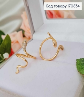 Кольцо "ЗМЕЙКА" в камнях, с регуляцией размера Xuping 18К 170834 фото