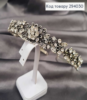 Діадема метал під срібло з ПРОЗОРИМИ  камінцями 294030 фото