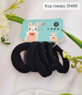 Набор резинок Черного цвета (6шт/уп) микрофибра 3см, качественные, на планшетке 254158 фото