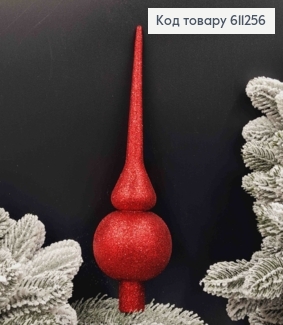Верхівка  блиск ЧЕРВОНА , висота 25см, Новорічна прикраса, пластик, Україна 611256 фото