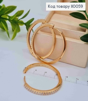 Сережки кільця прикрашені Блискучими камінцями, діаметр 3,5см,  Xuping 18K 110059 фото