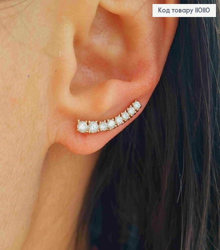 Сережки гачки з Блискучими камінцями, довж. 2см, Xuping 18K 110110 фото 1