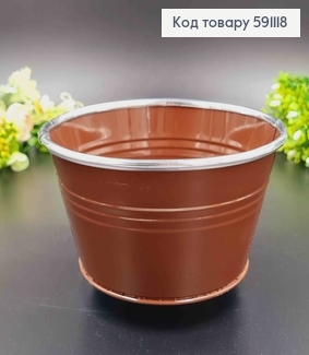 Відерце-кашпо, метал, коричневого кольору, висота 9см, Польща 591118 фото